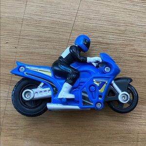 Hot Wheels Vintage Friction Motorcycle with Stunt Rider Blue
